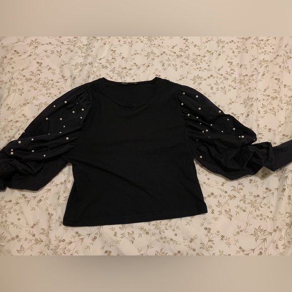 Zara Pearl Puff Sleeve Top - Picture 3 of 7